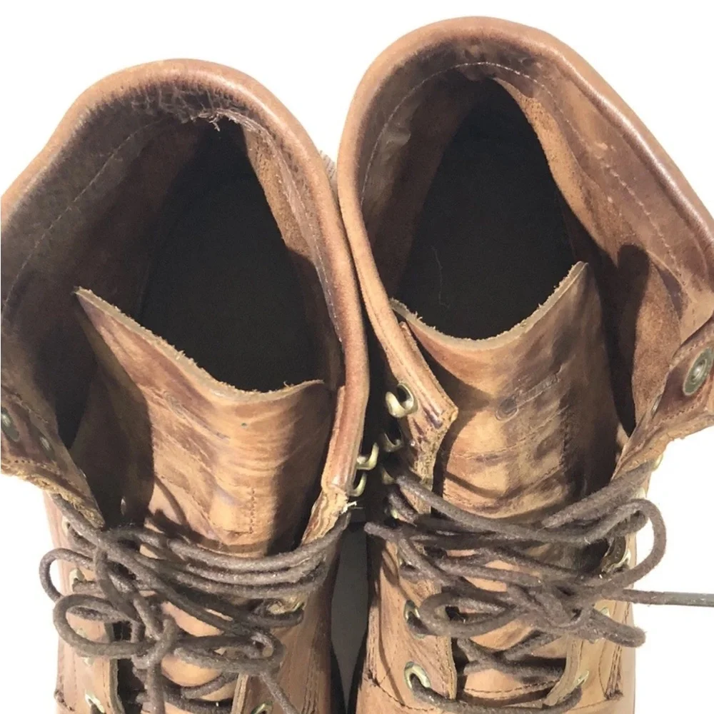 CHIPPEWA X Ll Bean ODRY9 Brown Oil Leather Cap Toe Lace Up Boots